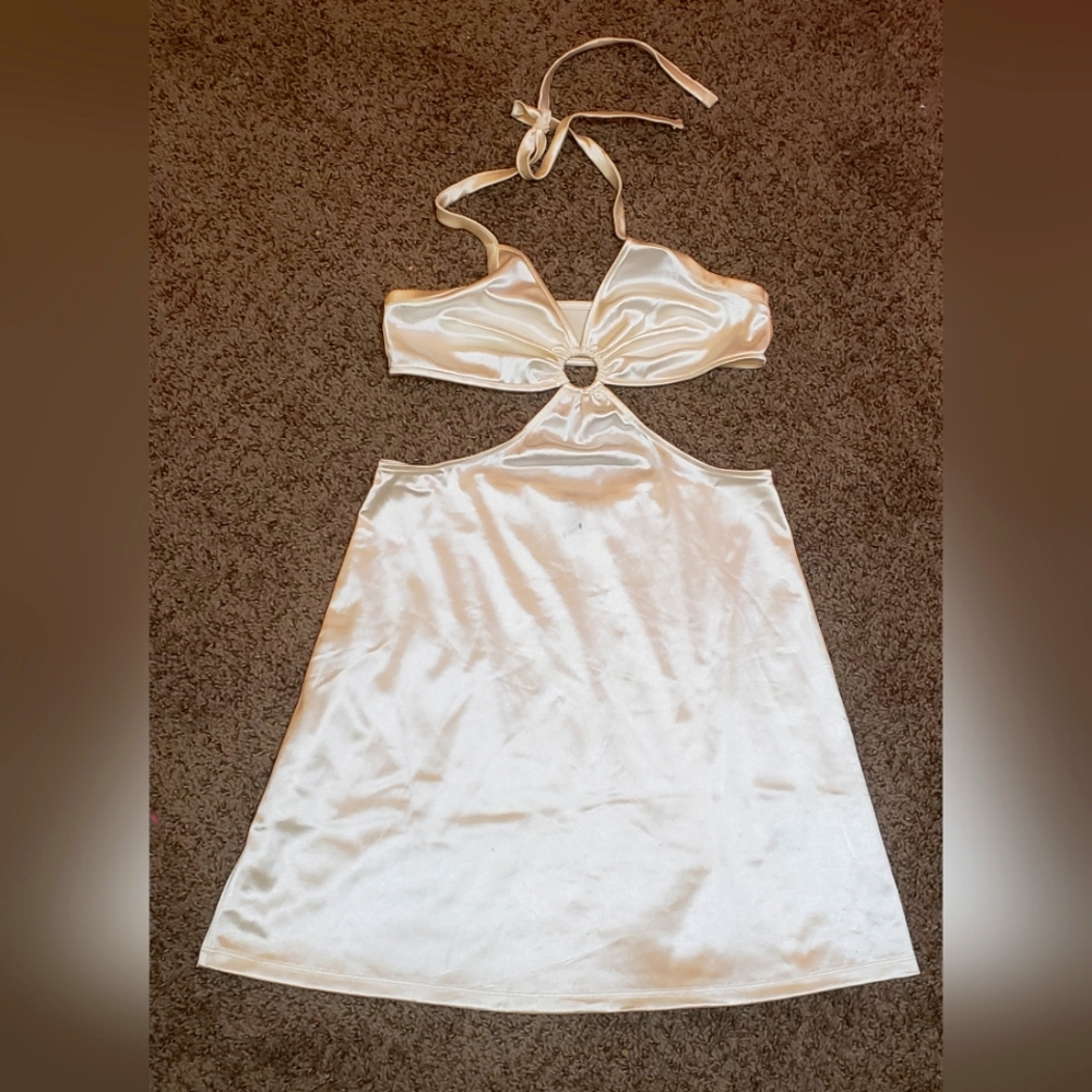 H&M silk white cut out dress